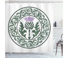 Round Leaf Ornament Shower Curtain