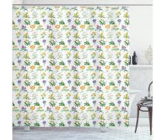 Organic Herbs Sketch Shower Curtain