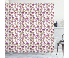 Summer Floral Thistles Shower Curtain