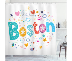 Doodle Hand Drawn Shower Curtain