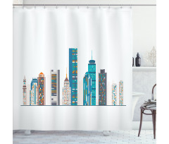 Flat City Illustration Shower Curtain