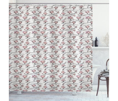 Linear Drawn Blooming Shower Curtain