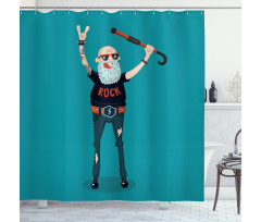 Rock Music Fan Man Shower Curtain