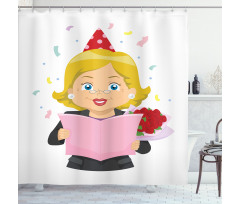 Woman Reading Note Shower Curtain
