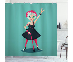 Rocker Old Lady Shower Curtain