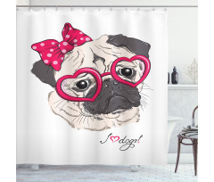 Cartoon Fashion Hipster Dog Shower Curtain