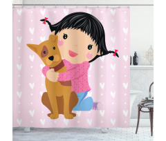 Doodle Girl and Pet Dog Shower Curtain