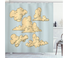 Vintage Clouds in the Sky Shower Curtain