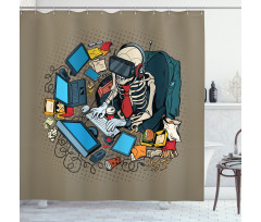 Skeleton in Virtual Reality Shower Curtain