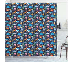 Funny Ocean Animals Shower Curtain