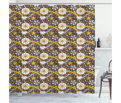 Dry Lotus Flower Design Shower Curtain