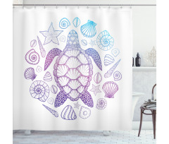 Colorful Marine Animals Shower Curtain