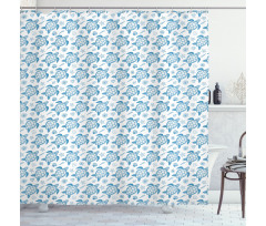 Underwater Fauna Motif Shower Curtain