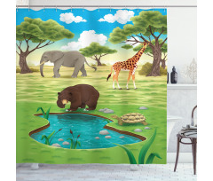 Jungle Bear Giraffe Shower Curtain
