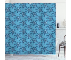 Aquatic Animals Flowers Shower Curtain