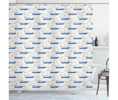 Cartoon Fishing Rods Shower Curtain