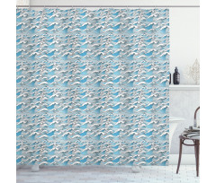 Wavy Sea Marine Stripes Shower Curtain