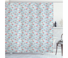 Ships on the Sea Pattern Shower Curtain