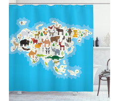 Eurasian Fauna Bear Fox Shower Curtain