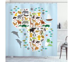 Hyena Giraffe Hippo Shower Curtain