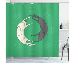 Sleeping Cats Trigrams Shower Curtain
