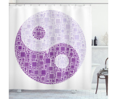 Graphic Yin Yang Tile Shower Curtain