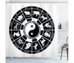 Chinese Horoscope Wheel Shower Curtain