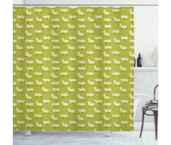 Cattle Characters Ornament Shower Curtain