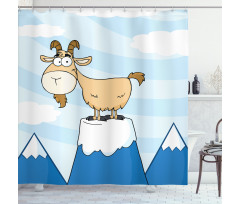 Doodle Goat Mountain Pick Shower Curtain