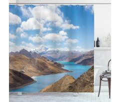 River Snowy Mountains Shower Curtain