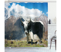 Bull Rural Mountains Shower Curtain