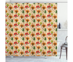 Colorful Cartoon Autumn Shower Curtain