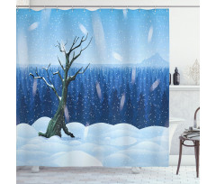 Cold Snowy Landscape Shower Curtain