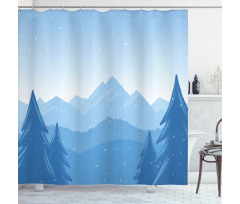 Snow Mountains Trees Shower Curtain