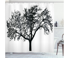 Bare Branches Silhouette Art Shower Curtain