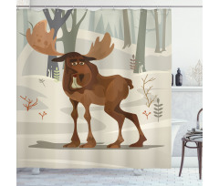 Funny Elk Mascot Shower Curtain