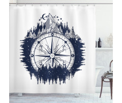 Compass Night Forest Shower Curtain