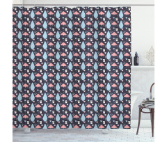 Penguins Boxes Trees Shower Curtain