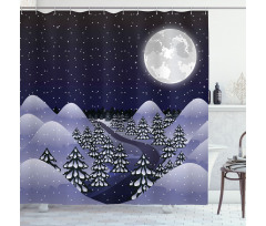 Snowfall Dark Forest Shower Curtain