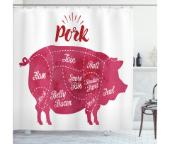 Cutting Pig Meat Diagram Shower Curtain