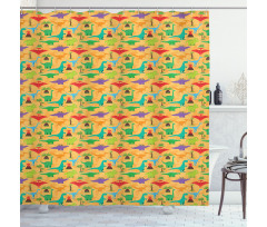 Dino Plants Volcano Shower Curtain