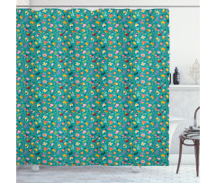 Funny Forest Birds Flowers Shower Curtain