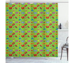 Colorful Bugs Insects Shower Curtain