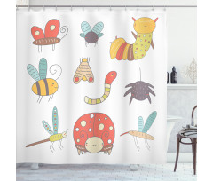 Nursery Doodle Bugs Shower Curtain