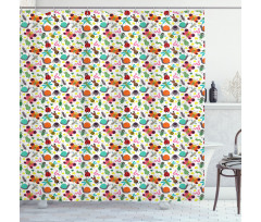 Colorful Summer Insects Shower Curtain