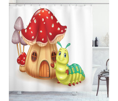 Mushroom House Bug Shower Curtain