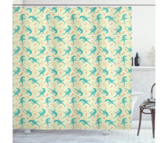 Reptiles with Leaves Shower Curtain