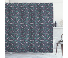 Reptiles with Boho Motifs Shower Curtain