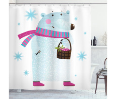 Berry Basket Bear Shower Curtain