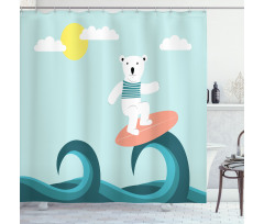 Surfing on Waves Shower Curtain